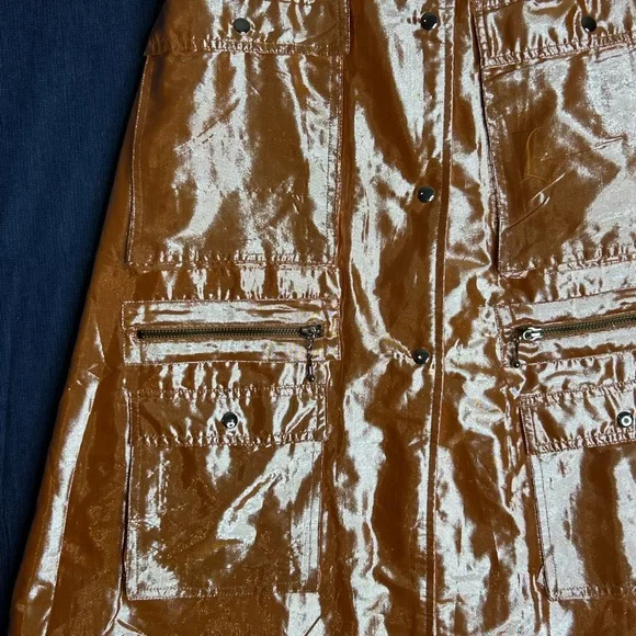 Anthropologie Let me be Metallic Cargo Maxi Skirt with Front Slit - Picture 6 of 12